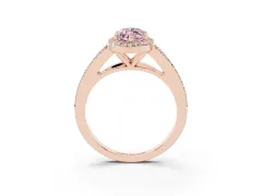 Fancy Pink Marquise Cut Diamond Halo Split Shank Pavé Ring Set in Rose gold with Prong Setting