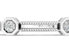Round Diamond Hexagon Bezel Tennis Bracelet Set in Silver with Double Rope Band