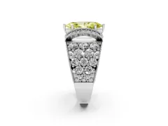 Fancy Yellow Marquise Cut Diamond Milgrain Halo Pavé Engagement Ring Set in Silver with Prong Setting