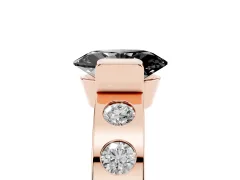 Fancy Black Oval Cut Diamond Channel-Set Band Ring Set in Rose gold with Bezel Prong Setting