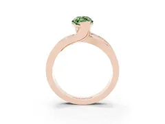 Fancy Green Marquise Cut Diamond Solitaire Ring Set in Rose gold with Channel Set Split Shank and Tension Prongs