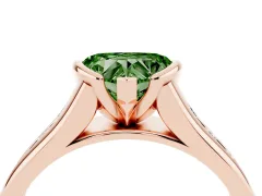 Fancy Green Heart Cut Diamond Bezel-Set Solitaire Ring Set in Rose gold with Channel-Set Band