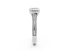 Asscher Cut Diamond Split Shank Pavé Engagement Ring Set in White gold with Prong-Set Center Stone