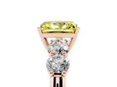 Fancy Yellow Radiant Cut Diamond Five-Stone Prong Set Ring Set in Rose gold with Classic Band