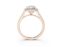 Princess Cut Diamond Halo Pavé Engagement Ring Set in Rose gold with Prong Setting