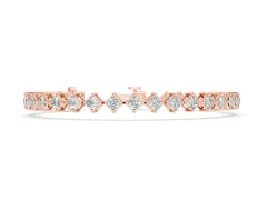 Princess Cut Diamond Tennis Bracelet Set in Rose gold with Square Prong Setting