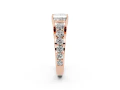 Princess Cut Diamond Pavé Engagement Ring Set in Rose gold with Prong Setting