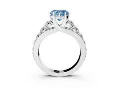 Fancy Blue Heart Cut Diamond Pavé Engagement Ring Set in Silver with Prong Setting