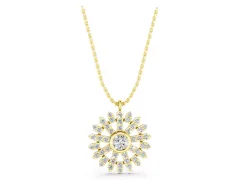 Round Diamond Snowflake Pendant Set in Yellow gold with Pavé Setting