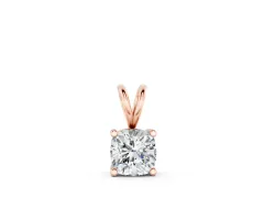 Cushion Diamond Solitaire Pendant Set in Rose gold with Prong Setting