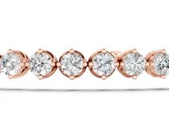 Round Cut Diamond Twisted Band Tennis Bracelet Set in Rose gold with Prong Setting