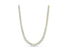 Round Diamond Tennis Necklace Set in Yellow gold with Prong Setting