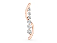 Round Diamond Curved Pendant Set in Rose gold with Prong-Set Linear Row