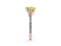 Fancy Yellow Oval Cut Diamond Solitaire Ring Set in Rose gold with Brilliant Pavé Band and Prong Setting