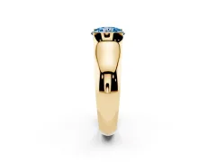 Fancy Blue Round Cut Diamond Bezel Solitaire Ring Set in Yellow gold with Wide Band