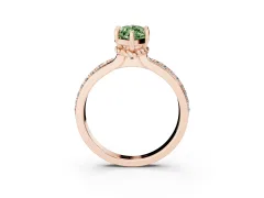 Fancy Green Marquise Cut Diamond Solitaire Ring Set in Rose gold with Channel Set Band and Prong Setting