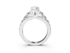 Pear Cut Diamond Pavé Engagement Ring Set in White gold with Prong Setting