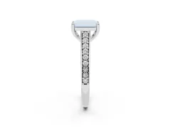 Radiant Cut Diamond Prong Set Solitaire Engagement Ring Set in White gold with Pavé Band