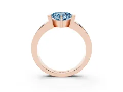 Fancy Blue Heart Cut Diamond Channel-Set Band Ring Set in Rose gold with Bezel Prong Setting