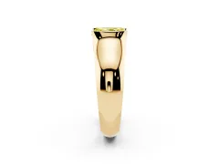 Fancy Yellow Radiant Cut Diamond Bezel Solitaire Ring Set in Yellow gold with Wide Band