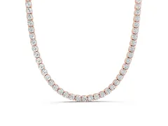 Round Diamond Tennis Necklace Set in Rose gold with Four-Prong Setting