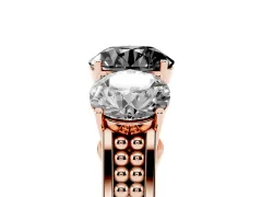Fancy Black Round Cut Diamond Three-Stone Ring Set in Rose gold with Textured Band