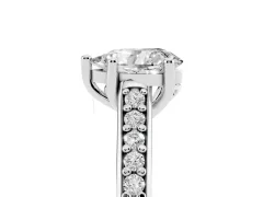 Pear Cut Diamond Prong Set Solitaire Engagement Ring Set in Silver with Pavé Band