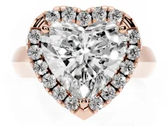 Heart Cut Diamond Halo Solitaire Engagement Ring Set in Rose gold with Square Band and Prong Setting