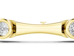 Round Diamond Bezel-Set Bamboo Link Bracelet Set in Yellow gold