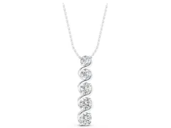 Round Diamond Swirl Pendant Set in Silver with Prong-Set Stones