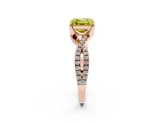 Fancy Yellow Asscher Cut Diamond Twist Pavé Solitaire Engagement Ring Set in Rose gold with Prong Setting