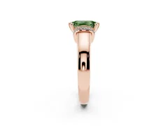 Fancy Green Emerald Cut Diamond Pavé Band Solitaire Ring Set in Rose gold with Prong Setting