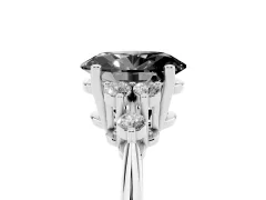 Fancy Black Oval Cut Diamond Cluster Ring Set in Platinum with Plain Band and Prong Setting