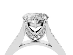 Heart Cut Diamond Solitaire Pavé Engagement Ring Set in White gold with Prong Setting