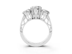 Heart Cut Diamond Three-Stone Ring Set in White gold with Textured Band