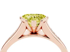 Fancy Yellow Heart Cut Diamond Bezel-Set Solitaire Ring Set in Rose gold with Channel-Set Band