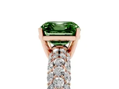 Fancy Green Asscher Cut Diamond Pavé Band Solitaire Ring Set in Rose gold with Close-Set Accent Stones and Prong Setting