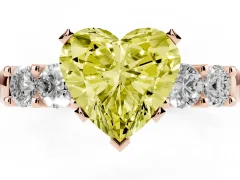 Fancy Yellow Heart Cut Diamond Five-Stone Prong Set Engagement Ring Set in Rose gold with Channel Band