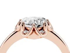 Heart Cut Diamond Round Cluster Halo Ring Set in Rose gold with Solitaire Band and Prong Setting