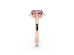 Fancy Pink Radiant Cut Diamond Round Cluster Halo Ring Set in Rose gold with Solitaire Band and Prong Setting