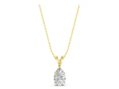 Pear Cut Solitaire Pendant Set in Yellow gold with Three-Prong Setting