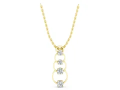 Round Diamond Cascading Circle Pendant Set in Yellow gold with Four-Prong Setting