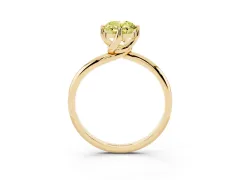 Fancy Yellow Oval Cut Diamond Solitaire Engagement Ring Set in Yellow gold with Classic Plain Band