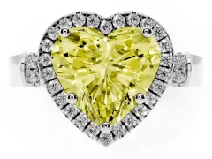Fancy Yellow Heart Cut Diamond Halo Ring Set in Silver with Twist Band and Pavé Accents