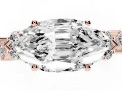 Marquise Cut Diamond Ring Set in Rose gold with Scattered Round Accents