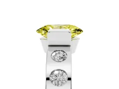 Fancy Yellow Oval Cut Diamond Channel-Set Band Ring Set in Platinum with Bezel Prong Setting