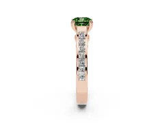 Fancy Green Cushion Cut Diamond Channel Set Solitaire Engagement Ring Set in Rose gold with Prong Setting