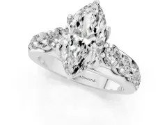 Marquise Cut Diamond Pavé Engagement Ring Set in Silver with Prong Setting