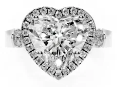 Heart Cut Diamond Halo Ring Set in Platinum with Twist Band and Pavé Accents