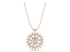 Round Diamond Snowflake Pendant Set in Rose gold with Pavé Setting